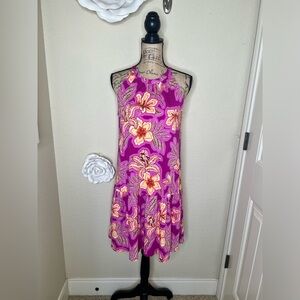 LOFT Floral Halter Dress Purple Bliss Drop Waist NWOT M